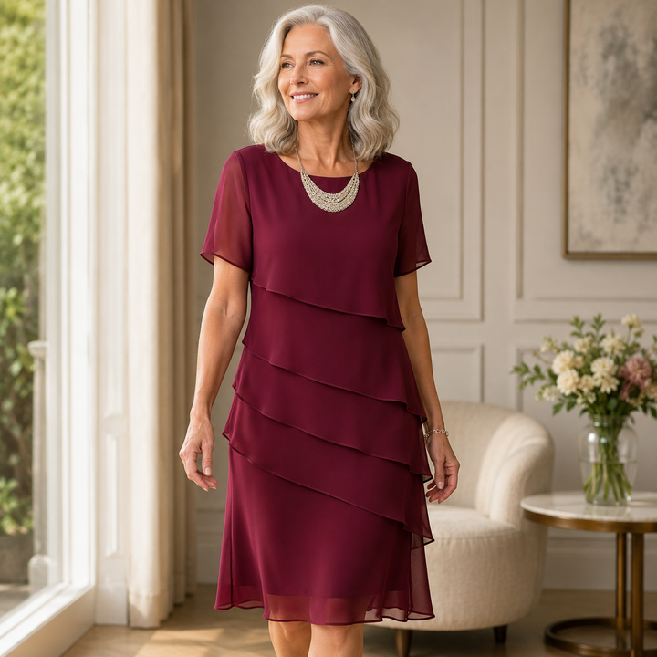 Elegantes Lagenlook Damen Midikleid