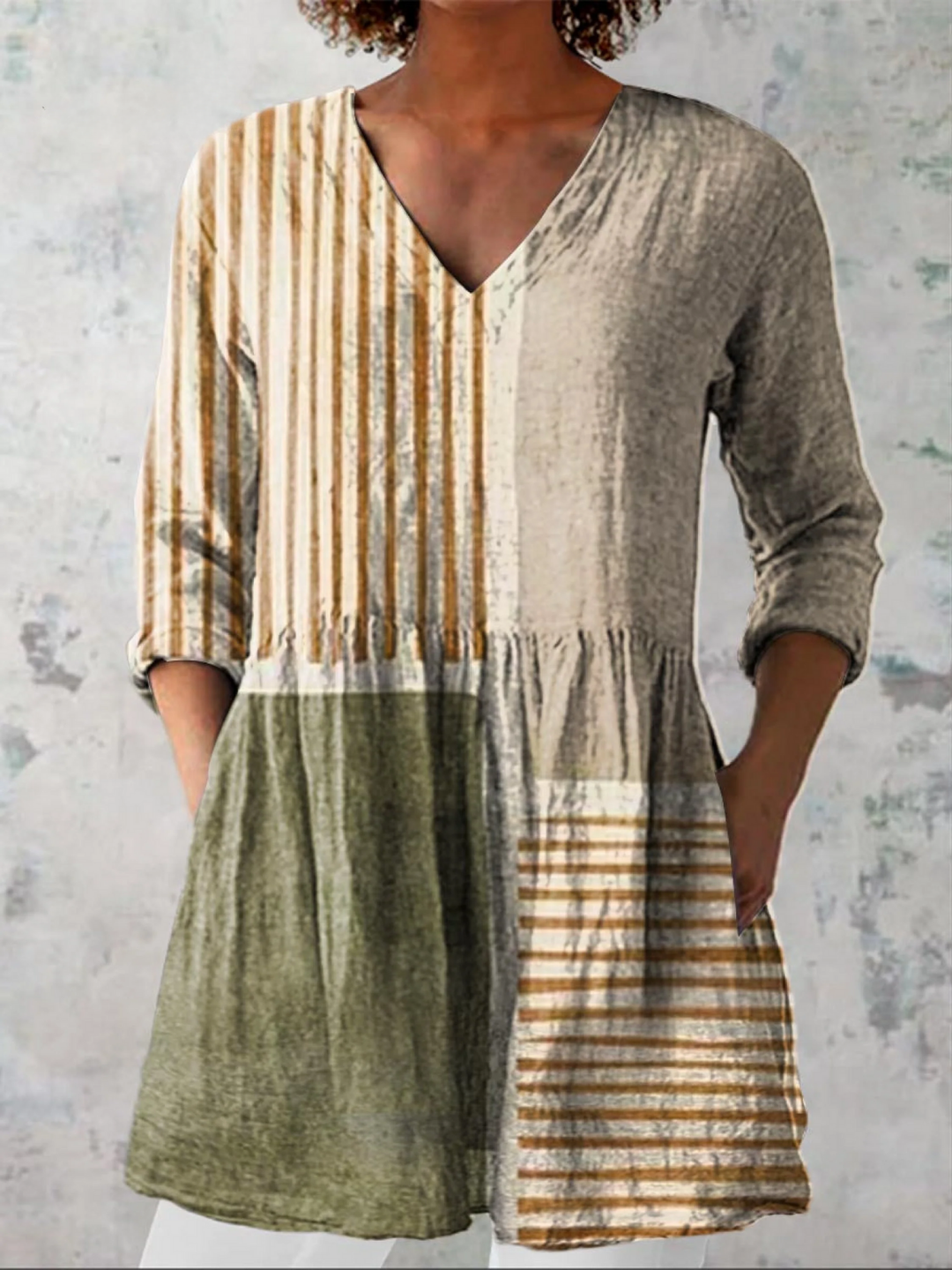 Ausdrucksstarke Gemusterte Damen Langbluse