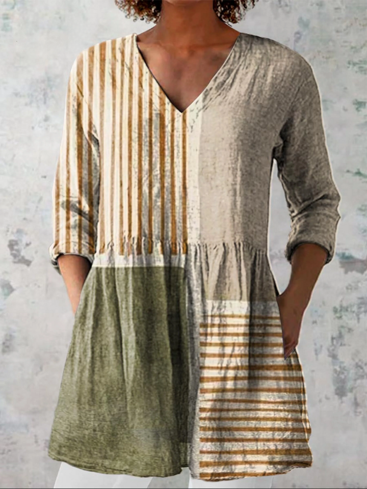 Ausdrucksstarke Gemusterte Damen Langbluse