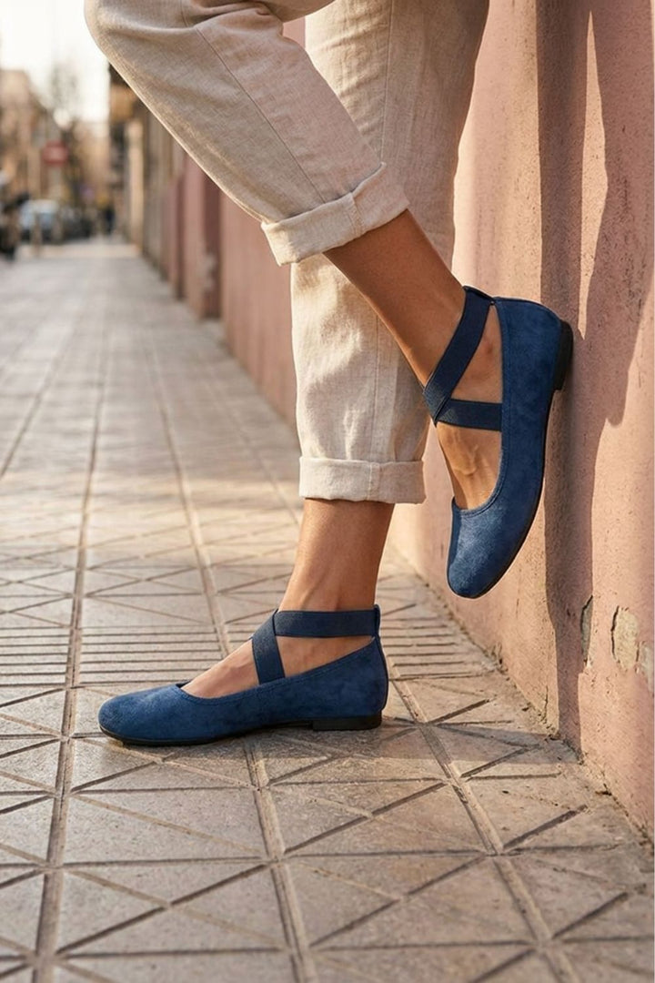 Elegante Bequeme Damen Ballerinas mit Kreuzriemen