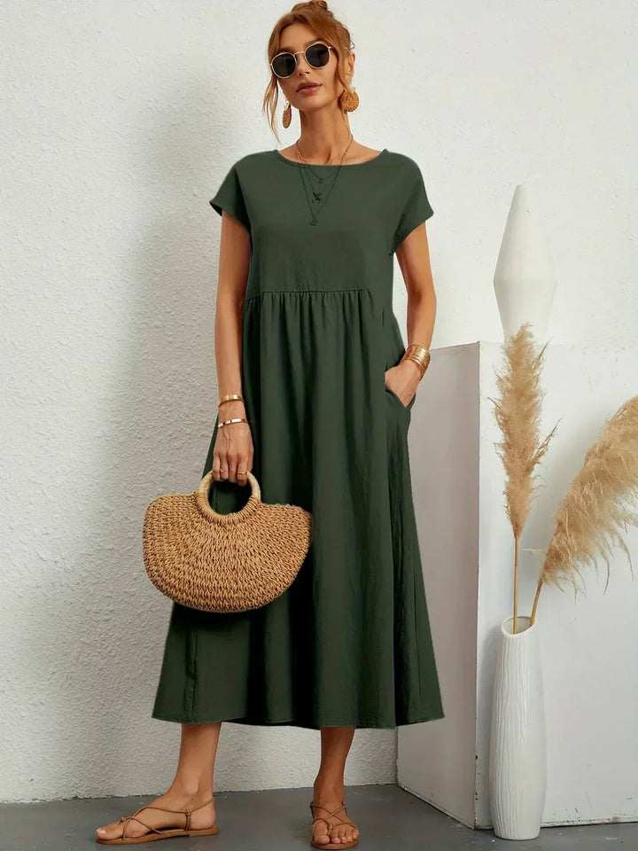 Elegantes Fließendes Damen Midikleid