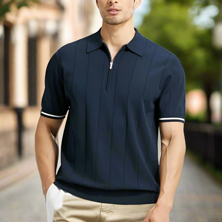 Laurel Klassisches Herren Poloshirt mit Reißverschluss