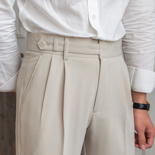 Klassische Elegante Herren Stoffhose mit Schnalle