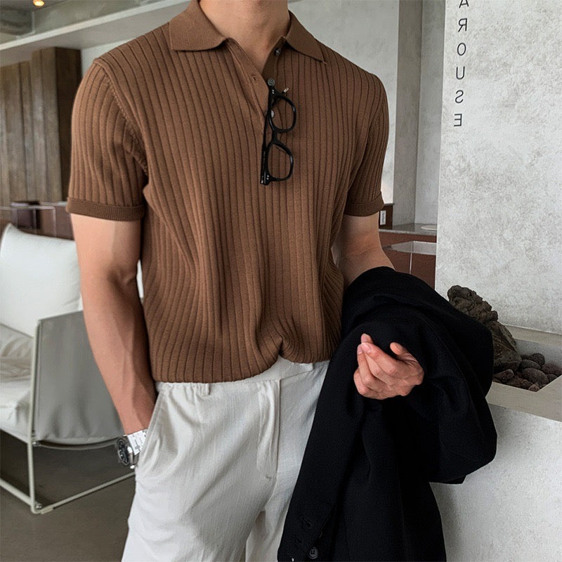 Elegantes Gestricktes Herren Poloshirt aus Baumwolle