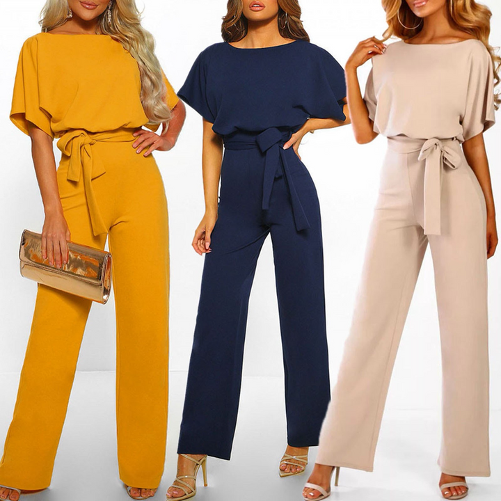 Eleganter Lässiger Damen Jumpsuit mit Gürtel