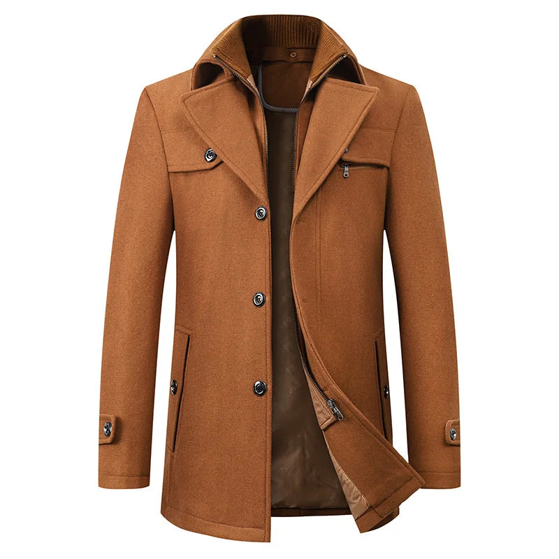 Wintermantel Herren | Eleganter Stehkragen | Warm &amp; Stilvoll für Business