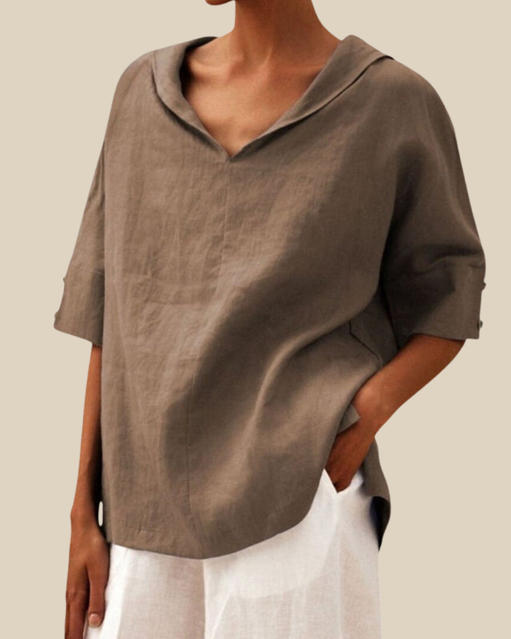 Leichte Atmungsaktive Damen Leinenmischbluse
