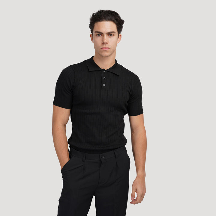Elegantes Gestricktes Herren Poloshirt aus Baumwolle