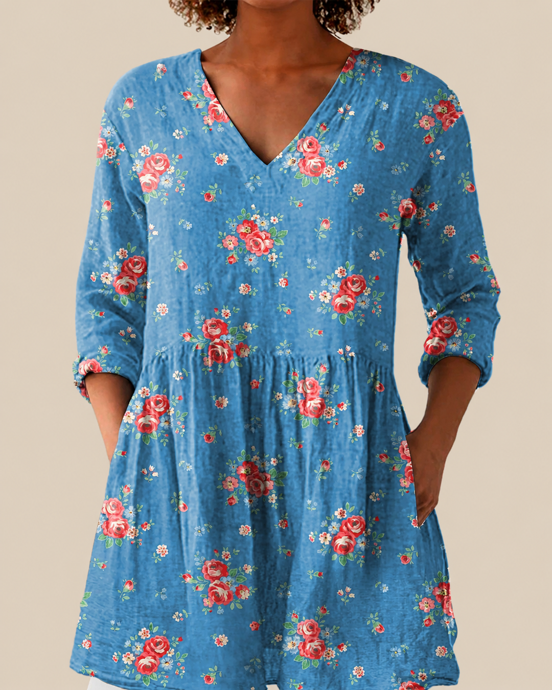 Ausdrucksstarke Lange Damen Bluse mit Muster