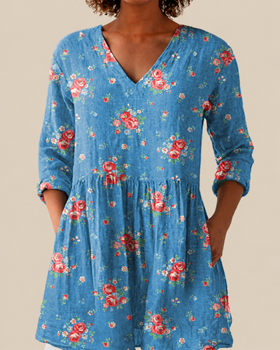Ausdrucksstarke Lange Damen Bluse mit Muster