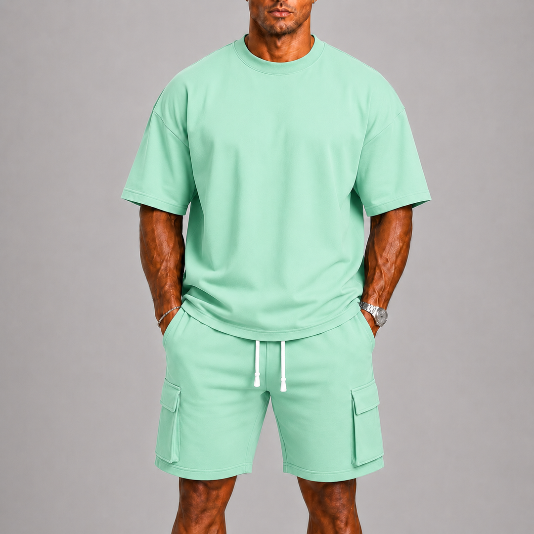 Lässiges Sommerliches Herren T-Shirt und Cargo-Shorts Set