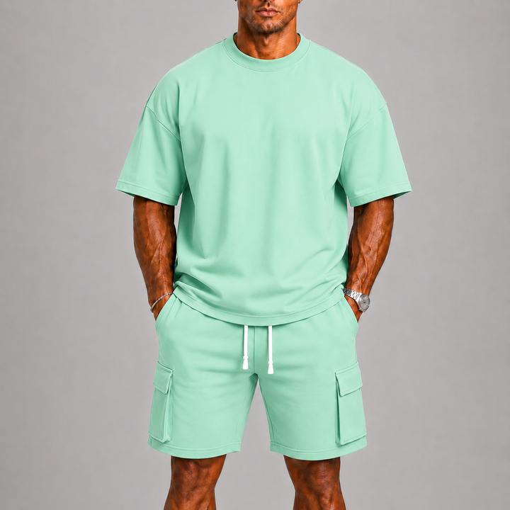 Lässiges Sommerliches Herren T-Shirt und Cargo-Shorts Set