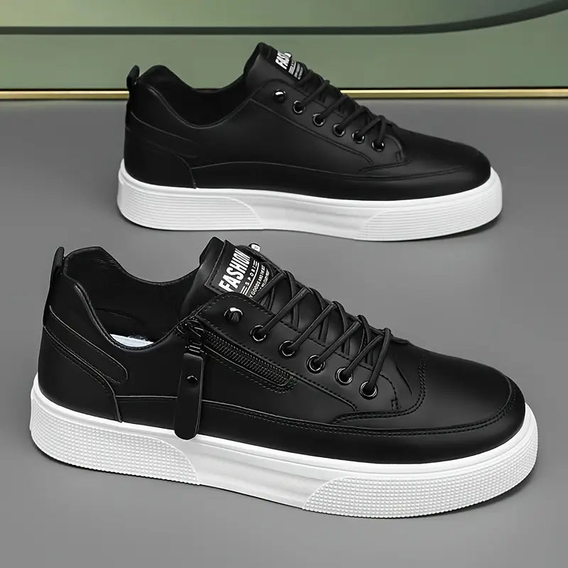 Elegante Herren Leder-Sneakers mit Seitenreißverschluss