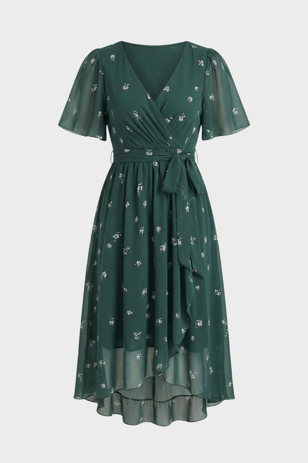 Elegantes Damen Wickelkleid mit V-Ausschnitt und Print