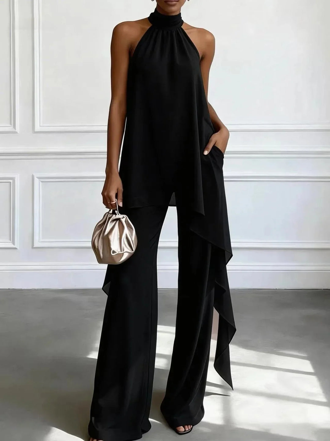 Elegantes Fließendes Damen Zweiteiler Set