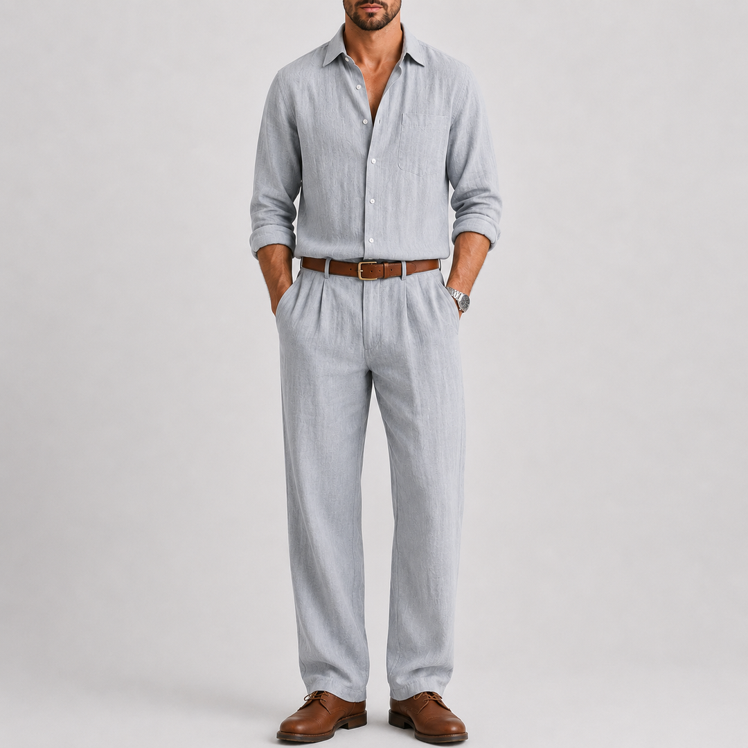 Elegantes Sommerliches Herren Hemd &amp; Hosen Set