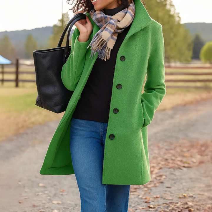Eleganter Klassischer Damen Wintermantel mit Knopfleiste