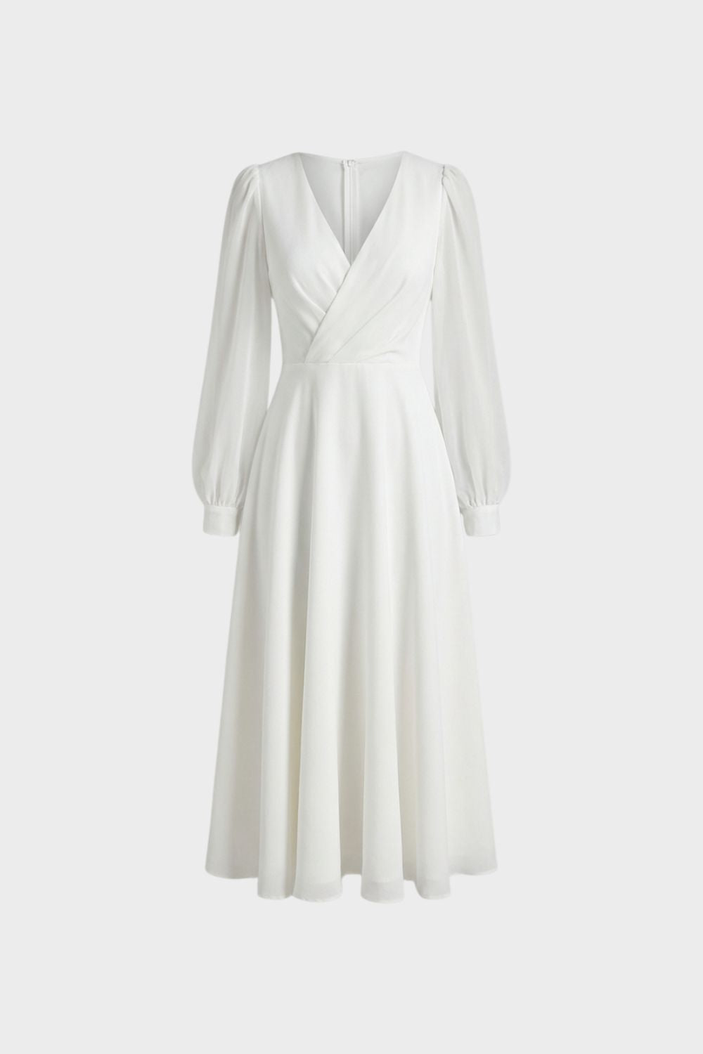 Elegantes Damen Midikleid mit V-Ausschnitt und Langarm