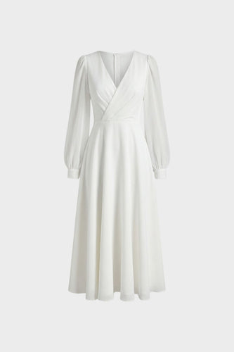 Elegantes Damen Midikleid mit V-Ausschnitt und Langarm