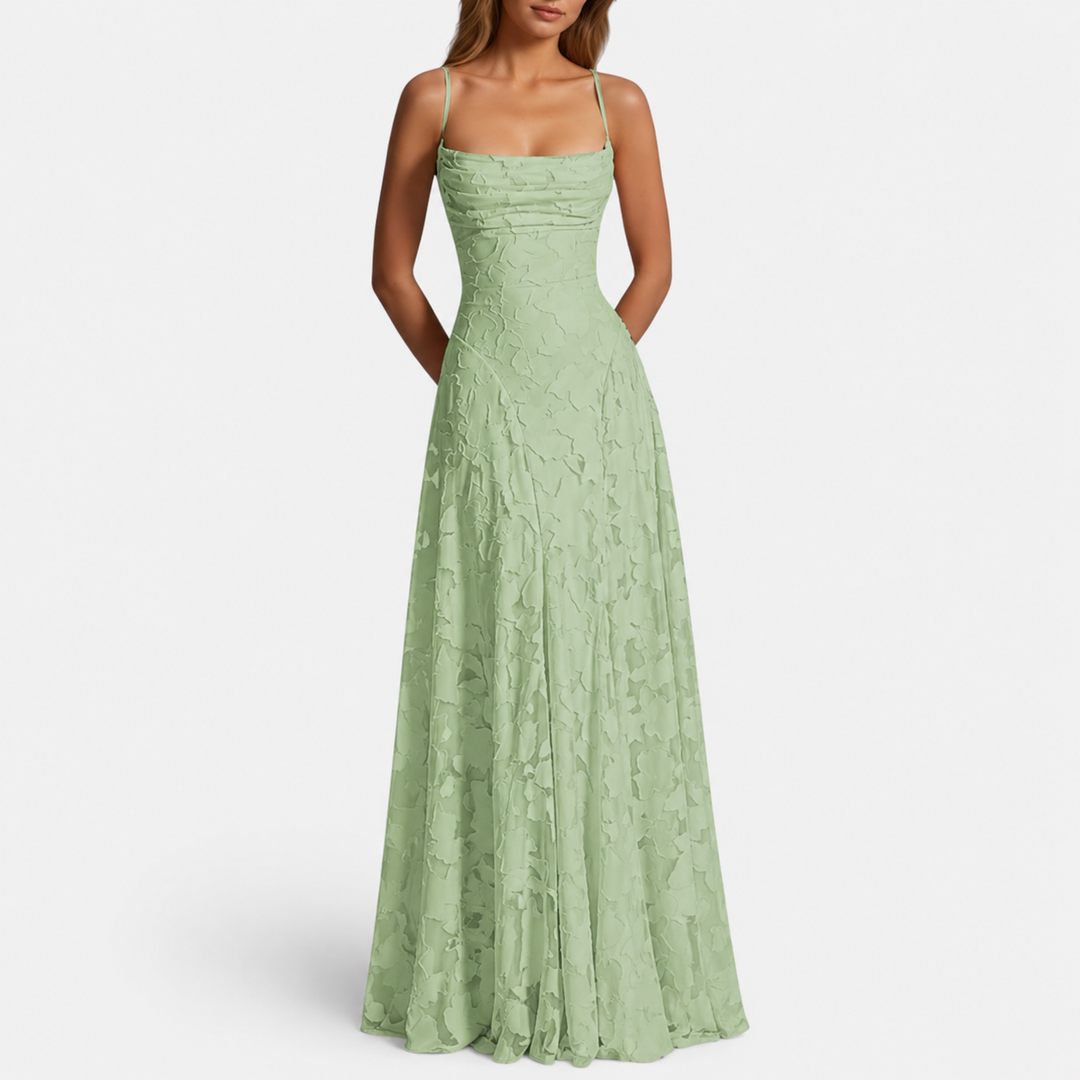 Elegantes Ausgestelltes Damen Maxikleid mit Spaghettiträgern