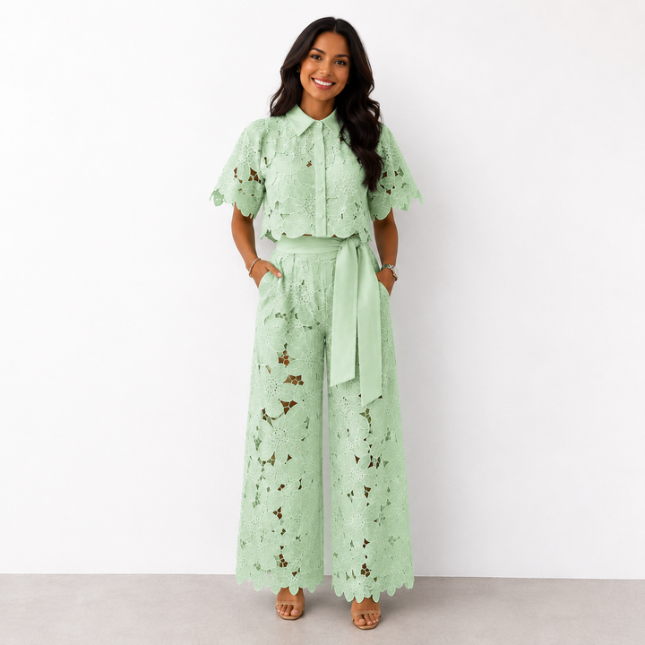 Elegantes Zweiteiliges Damen Set mit Spitze