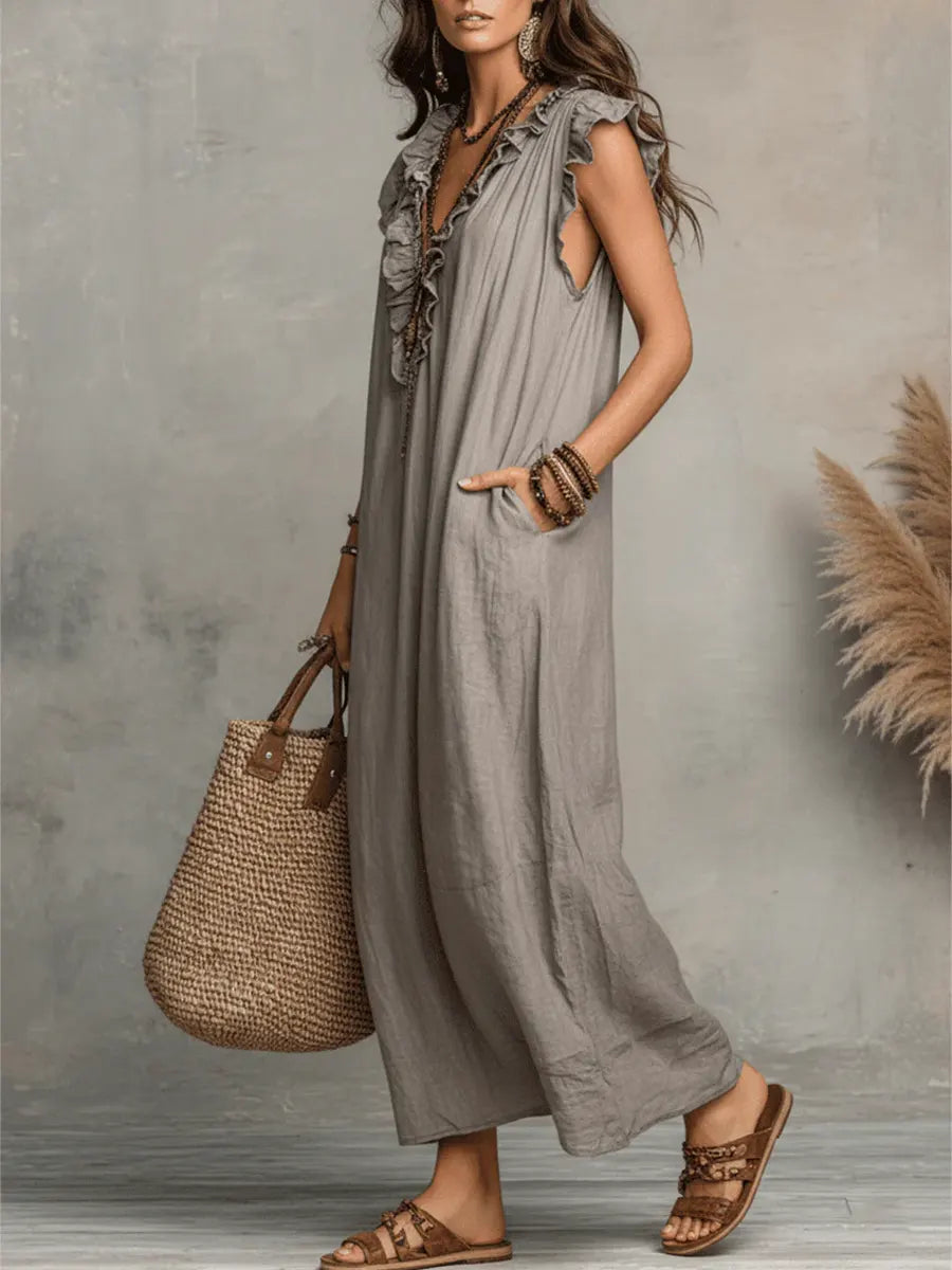 Luftiges Damen Maxikleid mit Rüschen