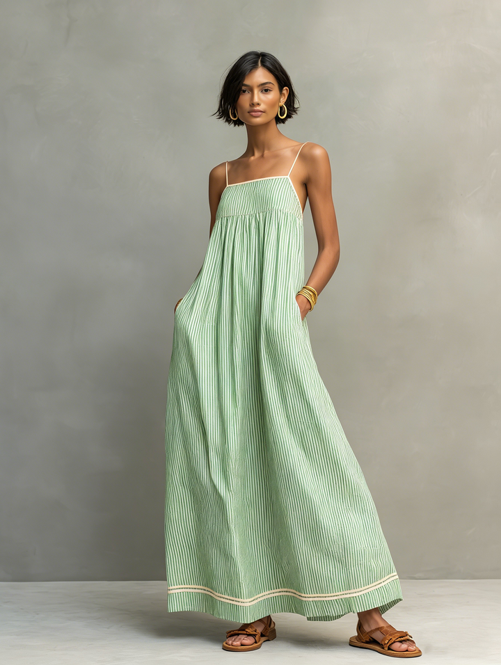 Luftiges Gestreiftes Damen Maxikleid