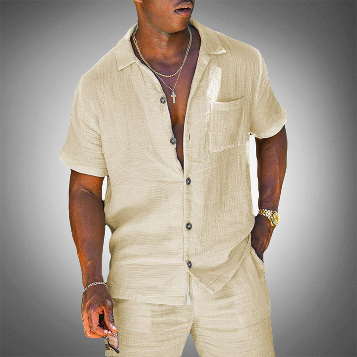 Elegantes Zweiteiliges Herren Leinen-Set
