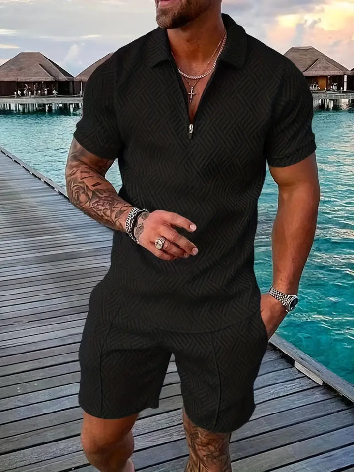 Lässiges Sommerliches Herren Poloshirt und Shorts Set