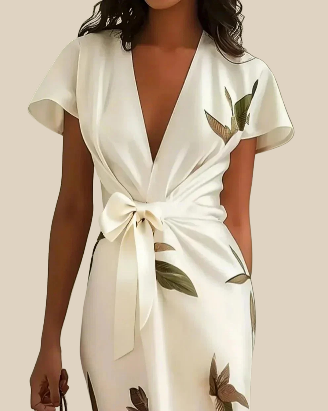 Midikleid mit botanischem Wickeldesign