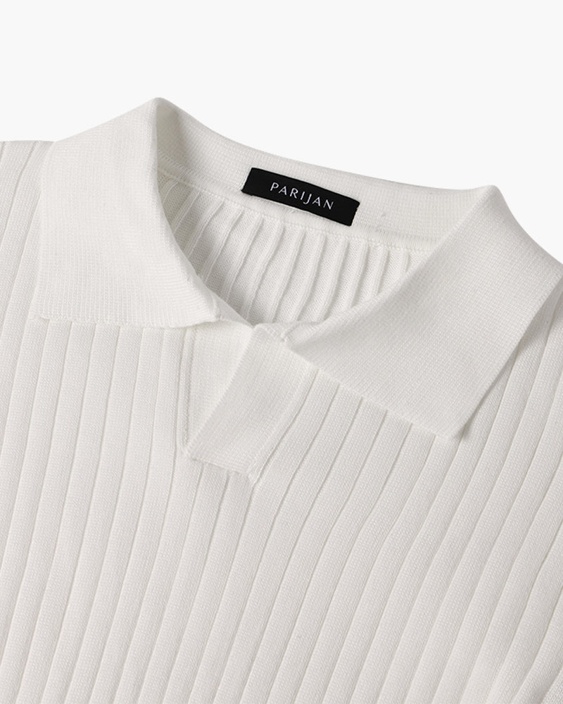 Klassisches Langarm Herren V-Ausschnitt Poloshirt