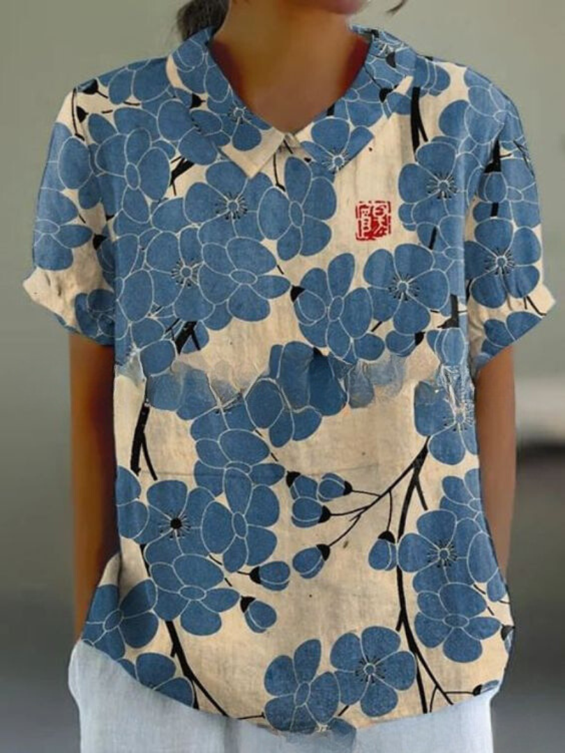 Modisches Blumenprint Damen Hemd