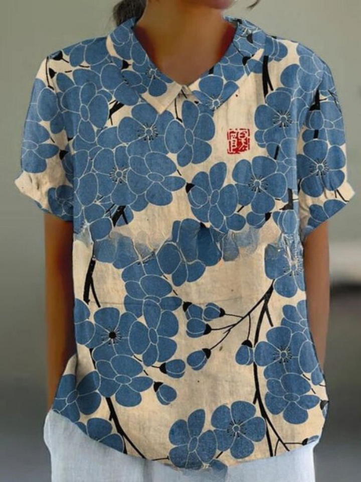 Modisches Blumenprint Damen Hemd