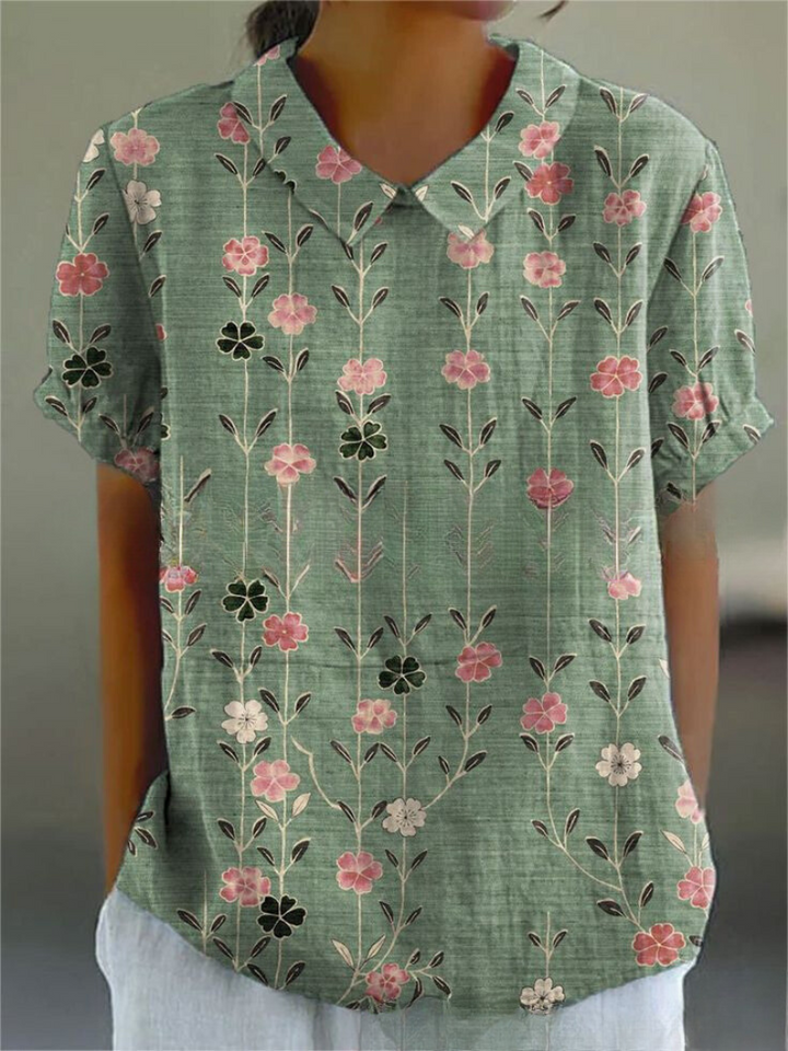 Modisches Blumenprint Damen Hemd