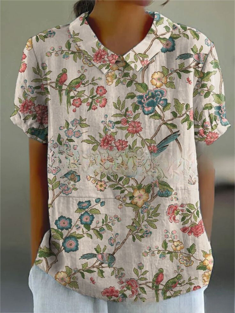 Modisches Blumenprint Damen Hemd