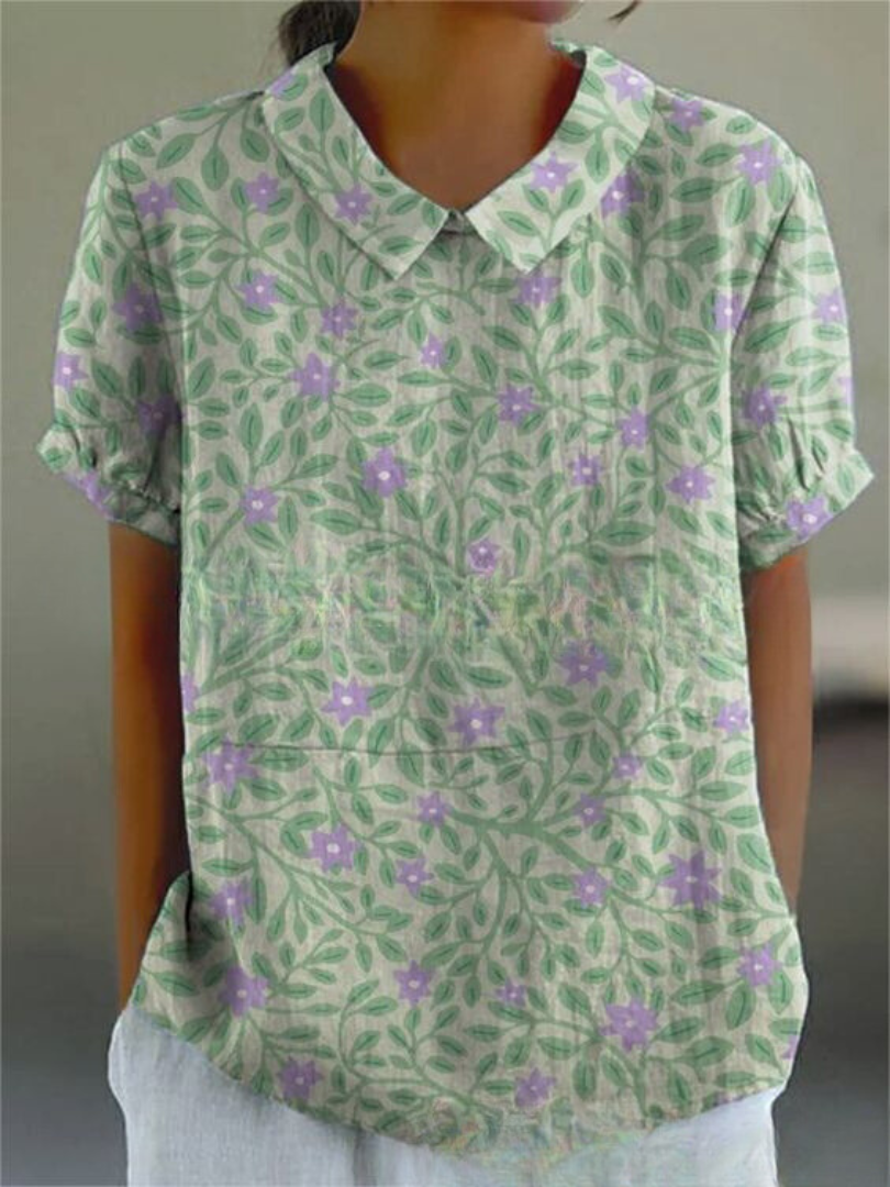 Modisches Blumenprint Damen Hemd