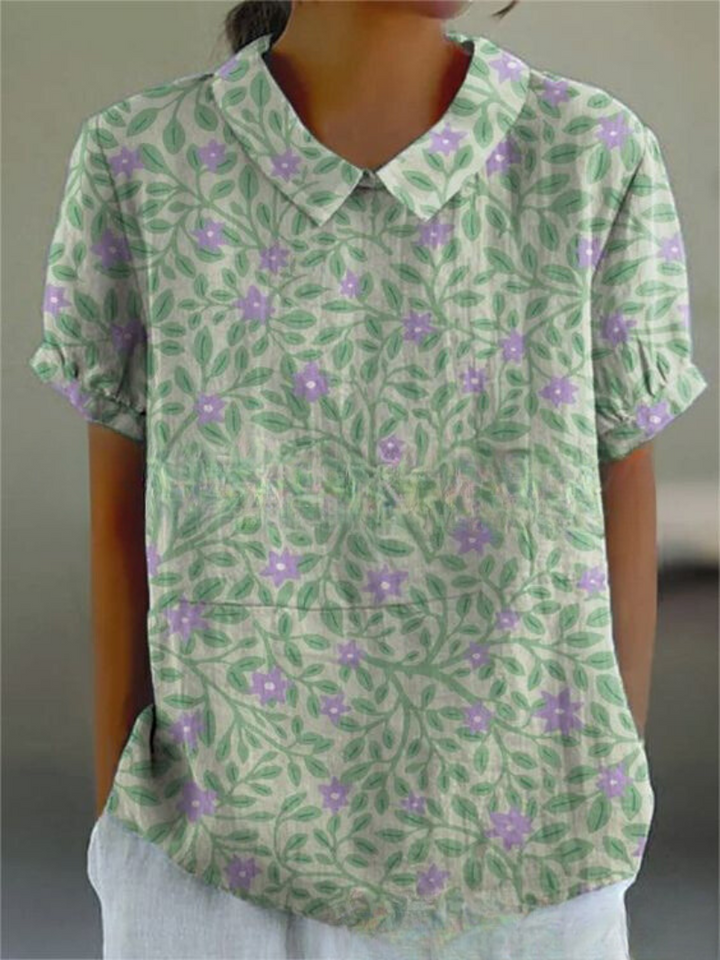 Modisches Blumenprint Damen Hemd