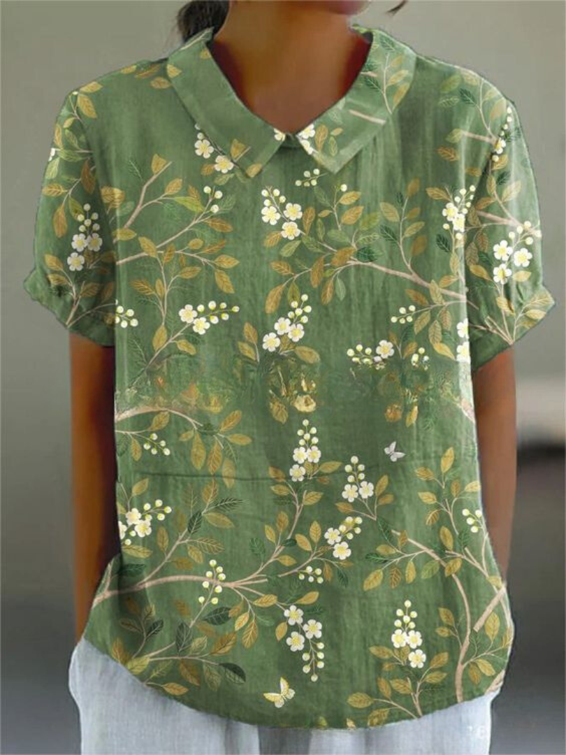 Modisches Blumenprint Damen Hemd