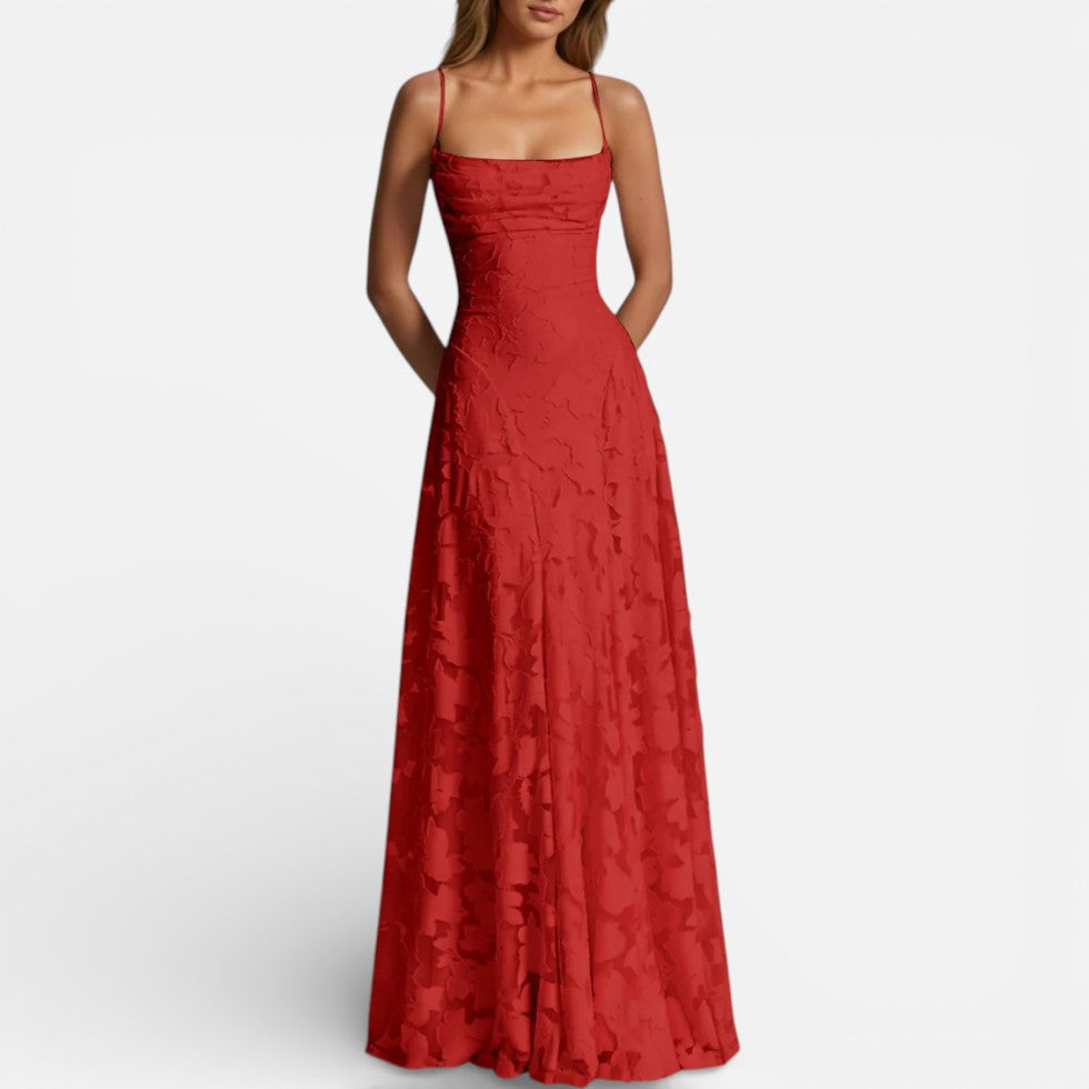 Elegantes Ausgestelltes Damen Maxikleid mit Spaghettiträgern