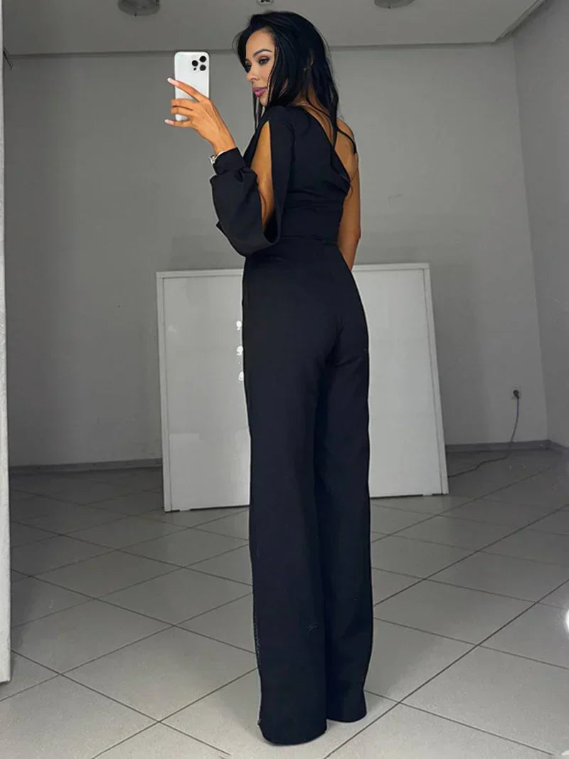 Eleganter One-Shoulder Damen Jumpsuit