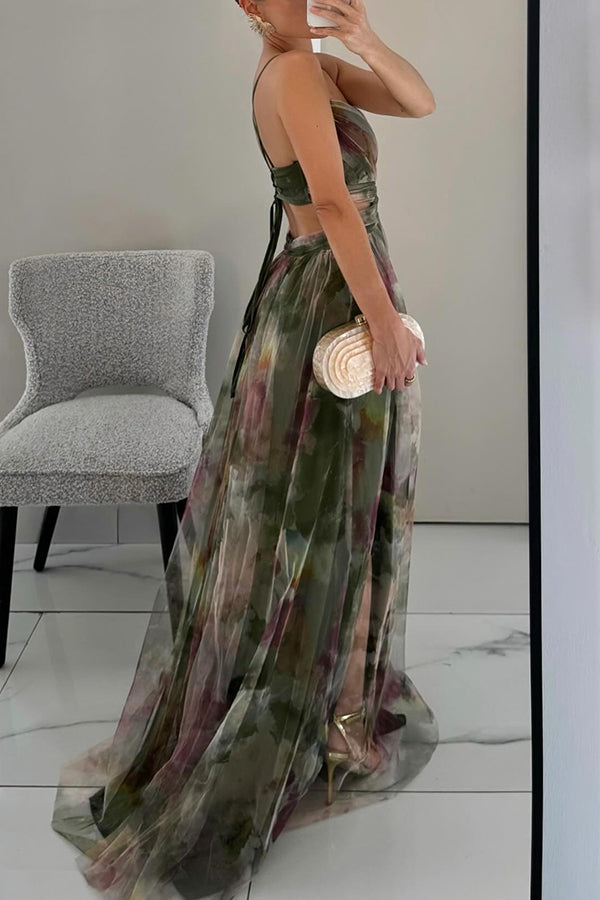 Elegantes Fließendes Damen Chiffon Maxi Kleid
