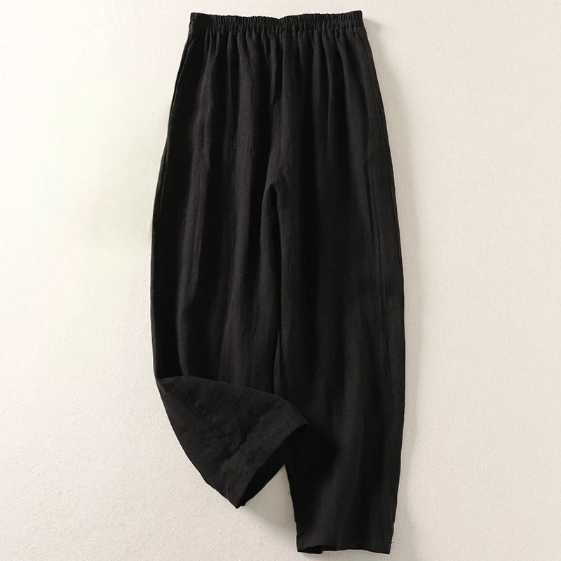 Fließende Leichte Damen Baumwoll-Leinen-Hose