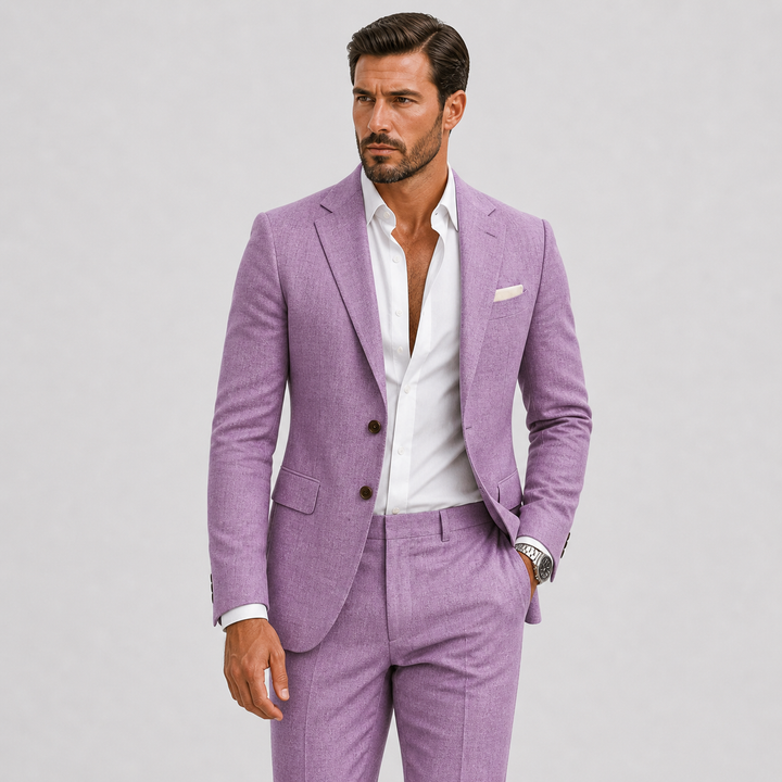 Eleganter Atmungsaktiver Herren Leinenanzug