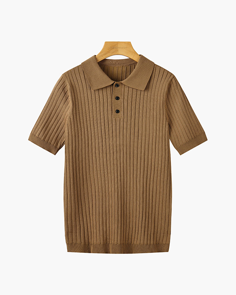 Elegantes Gestricktes Herren Poloshirt aus Baumwolle