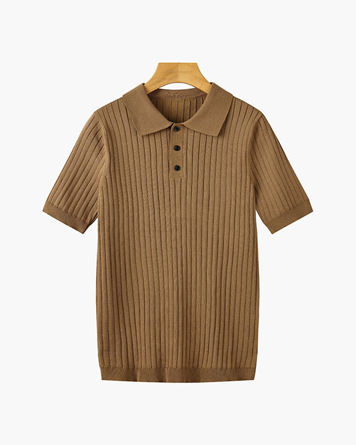 Elegantes Gestricktes Herren Poloshirt aus Baumwolle