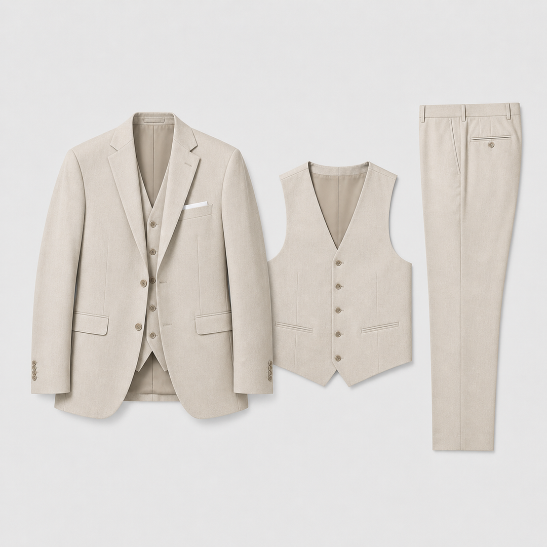 Eleganter Slim-Fit Herren Dreiteiliger Anzug
