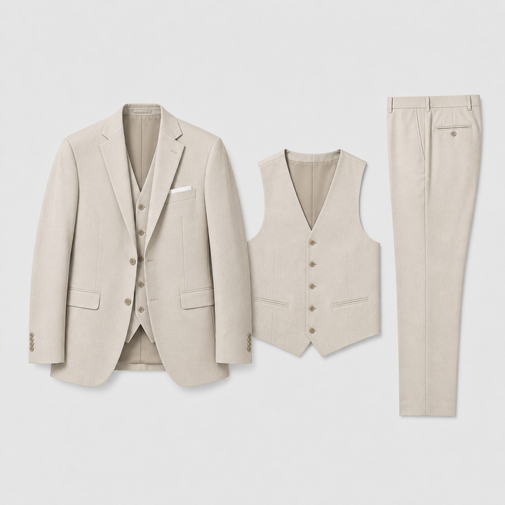 Eleganter Slim-Fit Herren Dreiteiliger Anzug