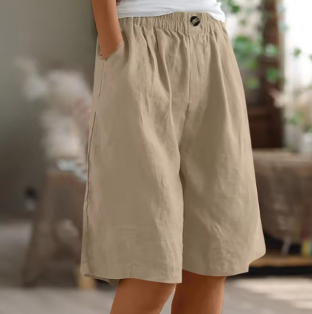 Bequeme Luftige Damen Leinen-Bermudashorts
