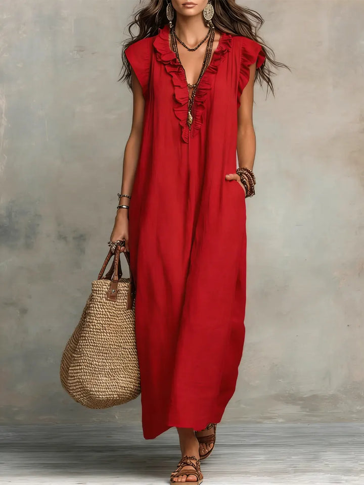 Luftiges Damen Maxikleid mit Rüschen