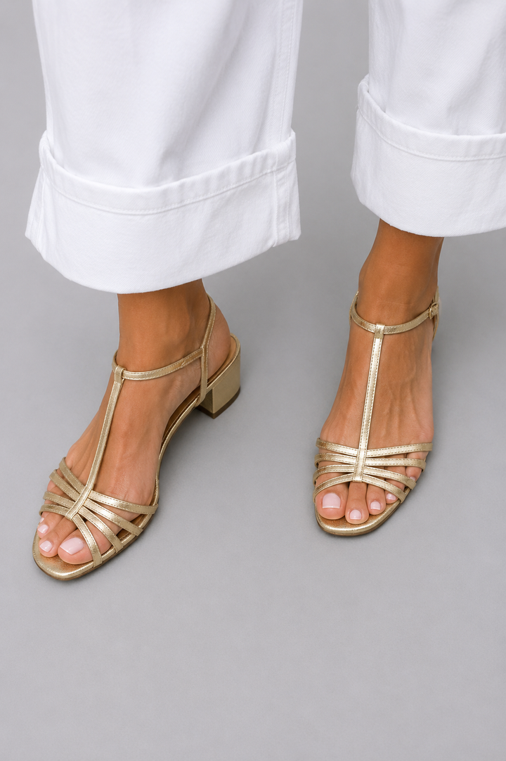 Elegante Damen Sandalen mit Blockabsatz und Metallschnalle